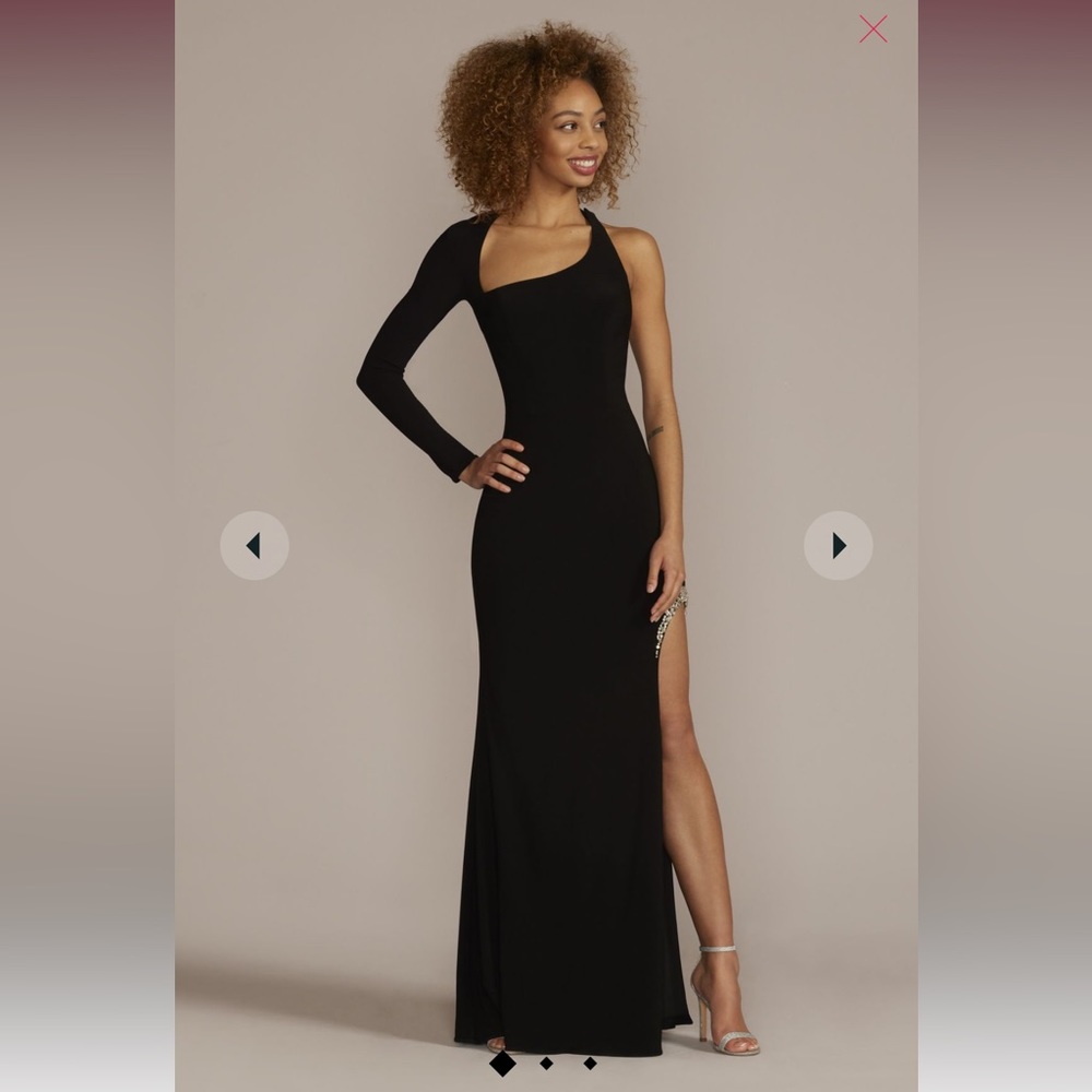 David’s Bridal - One Shoulder Beaded Jersey Gown With Slit